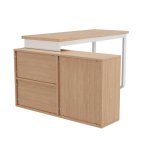 Secretária Welltin NK000106AAN 147x100cm 3 gavetas 2 prateleiras Madeira natural