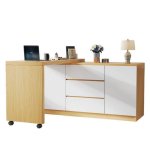Scrivania ad angolo Welltin N880P315316W Pivotante 360 deg Bianco Rovere