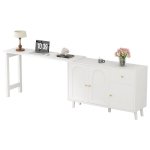Bureau Welltin N880P3174156W 120x40cm 50kg Pivotant 360° avec Rangement Blanc