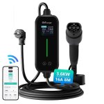 Cargador EV portátil Junsun Tipo 2 3.5 kW 16A Cable 8 m IP65