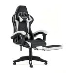 Sedia Gaming Naspaluro con Poggiapiedi Ergonomico Bianco Nero