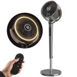 Ventoinha de Pé Autrucker 12 Velocidades Comando LED Oscilação 70°+90° Cinzento