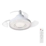 Ventilateur de Plafond avec Lumière Autrucker 3 Vitesses LED Pales Rétractables Télécommande