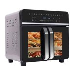 Minibackofen Autrucker Doppelzone 23L XXL 2200W Touch LED 15 Programme AirFryer Schwarz