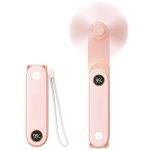 Mini Handventilator Autrucker Rosa Faltbar mit LED-Lampe Akku 6-12h