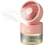Mini Luftbefeuchter Ventilator Tragbar Autrucker 350ml 3 Stufen Faltbar mit Nachtlicht Rosa