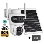 Caméra de surveillance Autrucker 2K Vision Nocturne Extérieure Audio Bidirectionnel Panneau Solaire