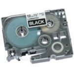 Fita Brother TZ Laminada Brilhante 12 mm Branco/Preto 8 m
