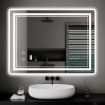Specchio da bagno Naspaluro LED 80x60 antivapore 3 colori touch