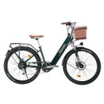 Bicicleta Elétrica Cysum Cityrun 250W 36V 10Ah Pneus Largos 26" Verde