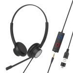 Tellur Voice 420 kabelgebundene Kopfhörer USB-C und 3,5 mm Klinke für Anrufe schwarz
