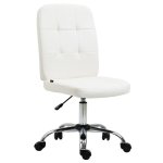 Silla de Oficina Giratoria Welltin Blanca Sin Brazos Piel Sintética