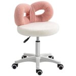 Taburete Welltin con Ruedas y Respaldo Lazo Rosa y Blanco Regulable