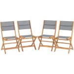 Chaise pliante NO NAME Eden Textilene Gris FSC Acacia