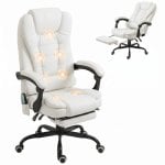 Cadeira de escritorio Vinsetto massagem 7 pontos reposapés retrátil branco