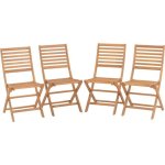 Conjunto de 4 cadeiras de jardim dobraveis em acacia FSC acabamento natural