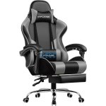 Silla Gaming GTPLAYER Ergonómica con Reposapiés y Masaje Lumbar Piel Sintética Gris