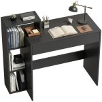 Scrivania Moderna Aosom con 3 Ripiani Aperti e Cassetto Nero 100x40x90 cm