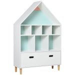 Libreria Aosom 82x30x126cm Bianco Azzurro Rosa