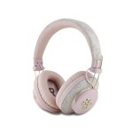Auriculares Guess Bluetooth inalámbricos diadema con ENC y logo dorado rosa