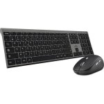 Teclado Bluestork inalámbrico recargable con ratón ergonómico AZERTY francés