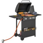 Barbacoa de Gas Welltin 3 Quemadores Lateral Termómetro 123x58x98 cm