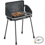 Barbacoa de gas portátil Welltin 2 en 1 Propano 7 kW Negro