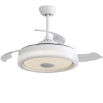 Deckenventilator mit Licht Welltin EU-KBS-Y42202 32W 107cm 6 Stufen Einklappbare Flügel Bluetooth RGB Fernbedienung