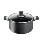 Cacerola Tefal 20 cm Revestimiento Titanio Antiadherente con Tapa de Vidrio