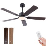 Ventilatore da Soffitto con Luce Welltin EU52SH-5003BK-1L 20W 132cm 6 Velocità Motore DC Silenzioso Telecomando Reversibile