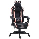 Sedia Gaming Reclinabile Aosom Rosa/Nero 65x62x116-124 cm