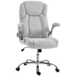 Sedia Da Ufficio Ergonomica Velour Bianco Crema Braccioli Ribaltabili