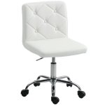 Sedia Da Ufficio Regolabile Aosom Pelle PU Schiuma Acciaio 44x50x78-88 cm Bianco