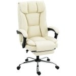 Sedia da ufficio Aosom reclinabile 155° con poggiapiedi beige