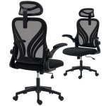 Sedia da ufficio ergonomica Aosom con braccioli ribaltabili, nero