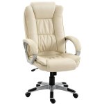 Sedia Da Ufficio Girevole in PU Beige Dondolo Altezza Regolabile