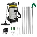 Aspiradora industrial Monster 1400W 60L con tubos extensibles y cámara 4K plateada