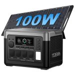 Estação de energia Oukitel P1500 Plus 1536Wh 2 AC, 4 USB Bateria LiFePO4 Painel solar 100W App