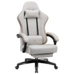 Silla Gaming GTPLAYER Ergonómica con Reposapiés y Muelle de Bolsillo Tela Beige-Marrón