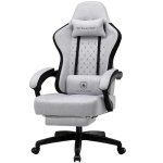 Silla GTPLAYER Ergonómica Gaming con Soporte Pies y Tela Blanco-Gris