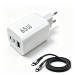 Carregador GaN 65W Dam Electronics 3 portas USB-C PD 3.0 QC 3.0