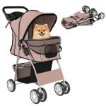 Passeggino per Cani Aosom Pieghevole con Ruote Girevoli e Freni