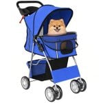 Carrozzina Aosom Pieghevole Cani Gatti Fino A 10kg Blu