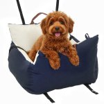 Seggiolino Auto per Cani Piccoli Aosom Guinzaglio di Sicurezza Rimovibile e Lavabile Blu
