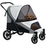 Passeggino per Cani Aosom Grande Taglia Pieghevole Finestre A Rete