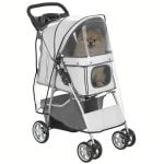 Passeggino per cani Aosom pieghevole con copertura antipioggia e cuscino lavabile Grigio