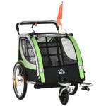 Rimorchio bici 2 in 1 Aosom Verde con cintura e tasche