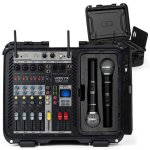 Mezclador de audio Vonyx VMA106 con amplificador 1200W y 2 micrófonos inalámbricos UHF