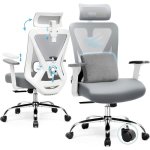 Silla Ergonómica GTPLAYER Ajustable Reposacabezas 3D Soporte Lumbar 3D Reposabrazos Plegables Gris