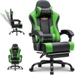 Silla gaming ergonómica GTPLAYER con reposapiés, soporte cervical y lumbar - Verde